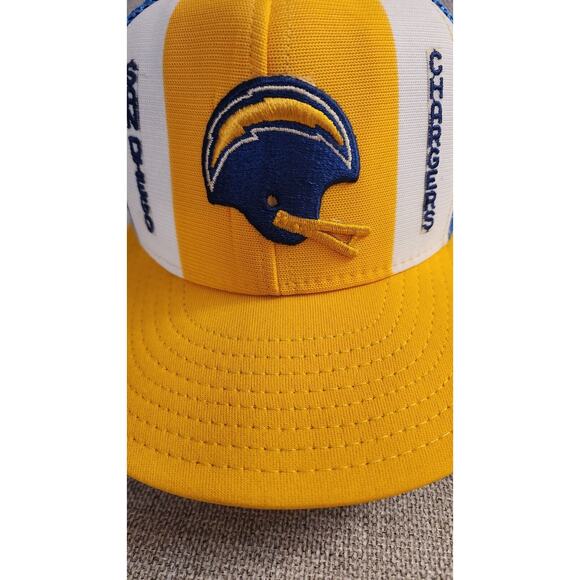 VINTAGE San Diego Chargers AJD NFL 1980s Lucky Stripes SnapBack Trucker Hat - Picture 9 of 14